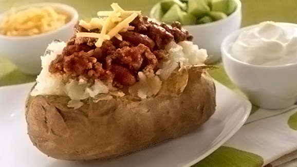 Chili Stuffed Baked Potatoes